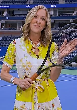 Lara's yellow floral shirtdress on Good Morning America