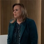 Laura’s green printed blouse and green blazer on General Hospital