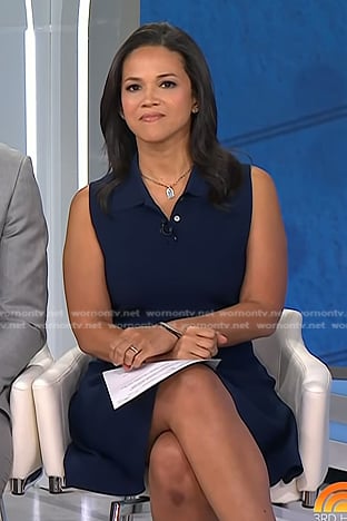 Laura's navy flared polo dress on Today