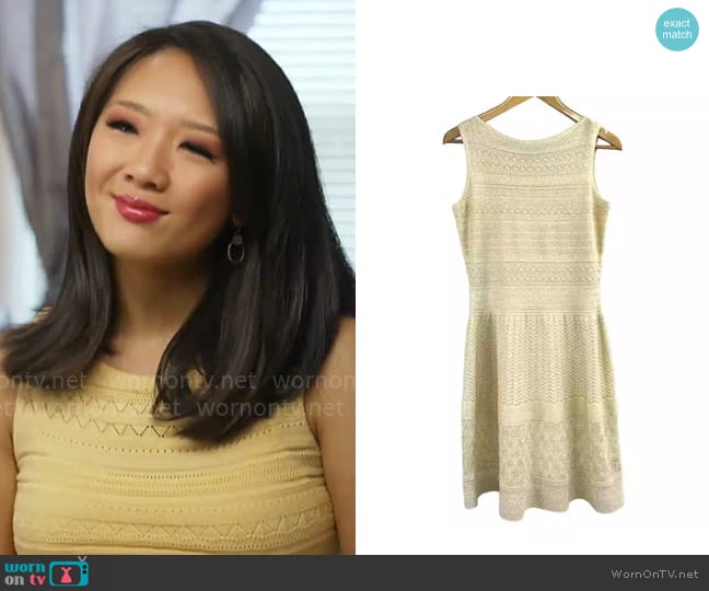 LAUREN Ralph Lauren Sleeveless Pointelle-Knit Sweater Dress worn by Nancy Chen on CBS Mornings