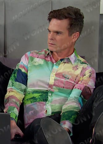 Leo's multicolor printed shirt on Days of our Lives