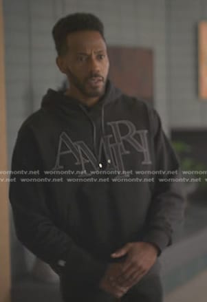 Lewis's black logo hoodie on Reasonable Doubt