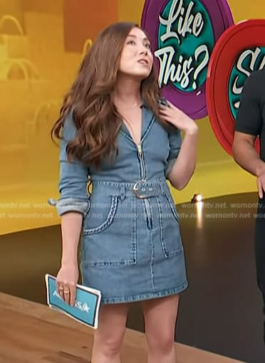 Lily Rose's denim mini dress on Access Hollywood