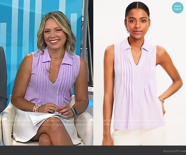 Loft Pintucked Collared Tank Top worn by Dylan Dreyer on Today