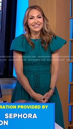 Lori’s green smocked tie waist dress on Good Morning America