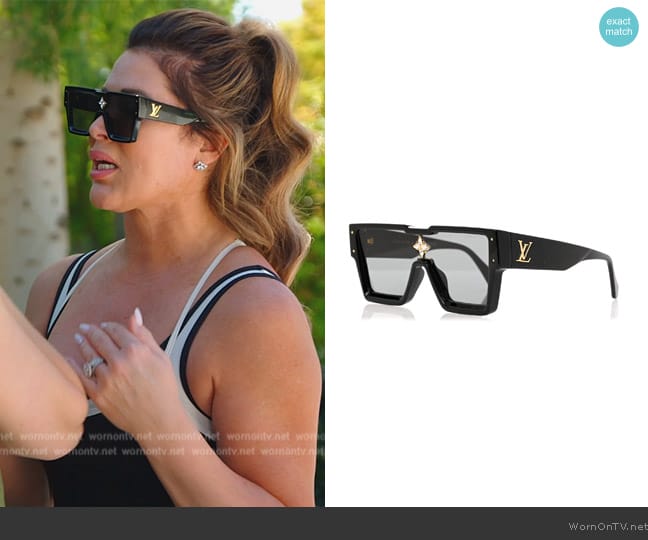 Louis Vuitton Acetate Swarovski Crystal Cyclone Sunglasses worn by Emily Simpson on The Real Housewives of Orange County