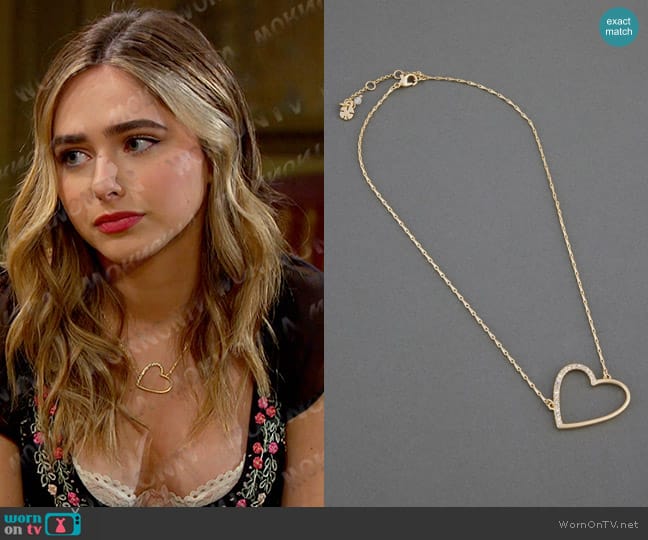 Lucky Brand Pave Open Heart Pendant worn by Holly Jonas (Ashley Puzemis) on Days of our Lives