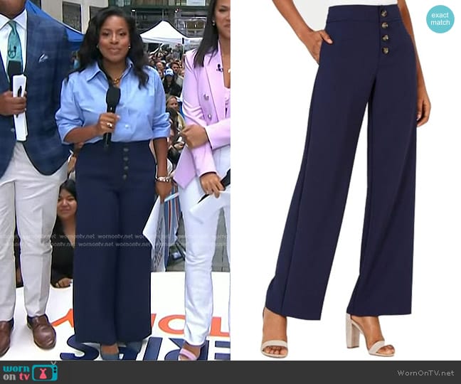 Lucy Paris Diane Knit Wide Leg Dress Pants worn by Sheinelle Jones on Today