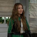 Luna's green and black leather jacket and pants set on The Bold and the Beautiful