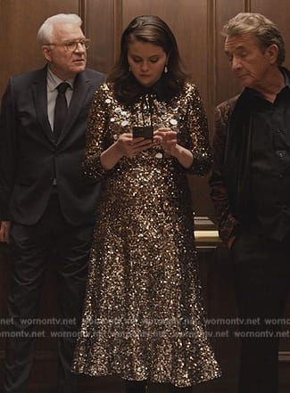 Mabel's gold sequin dress on Only Murders in the Building