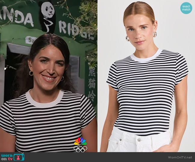 Madewell Brightside Andy Tee Stripe in Warhol Stripe True Black worn by Liz Kreutz on Today