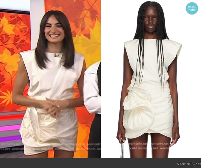 Magda Butrym Off-White Sleeveless Crinkle Silk Minidress worn by Paige DeSorbo on Today