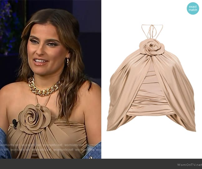 Magda Butrym Floral-appliqué halterneck jersey top worn by Nelly Furtado on E! News