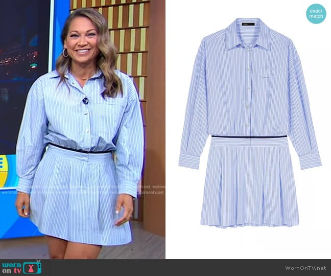 Maje Raudri Cotton Mini Shirt Dress worn by Ginger Zee on Good Morning America