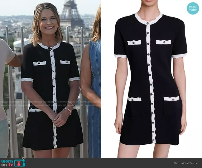 Maje Rolinette Contrast Trim Knit Dress worn by Savannah Guthrie on Today