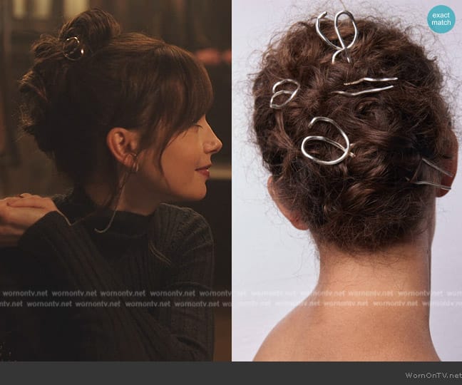 Mara Paris Aino Hair Pin worn by Emily Cooper (Lily Collins) on Emily in Paris