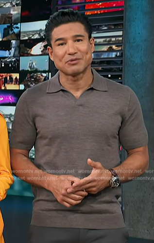 Mario's brown polo on Access Hollywood