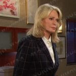 Marlena’s navy windowpane blazer on Days of our Lives