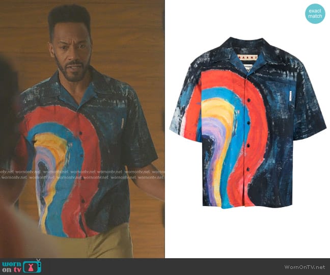 Marni Abstract-print Cotton Shirt worn by Lewis Stewart (McKinley Freeman) on Reasonable Doubt