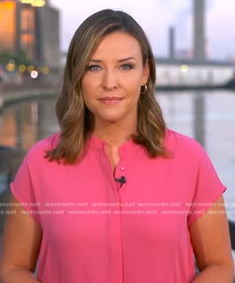 Mary's pink band collar shirt on Good Morning America