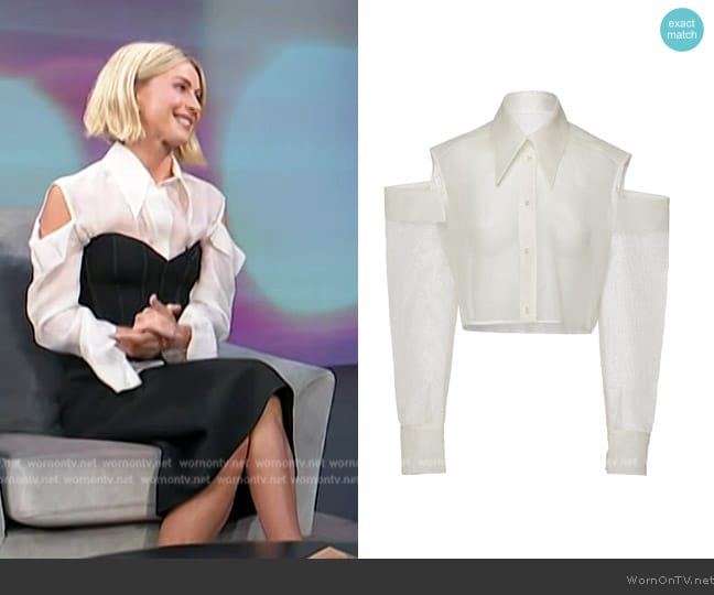 Maticevski Myrtle Silk-Linen Blouse worn by Julianne Hough on Access Hollywood