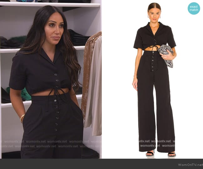 Matthew Bruch Cutout Camp Jumpsuit worn by Melissa Gorga on The Real Housewives of New Jersey