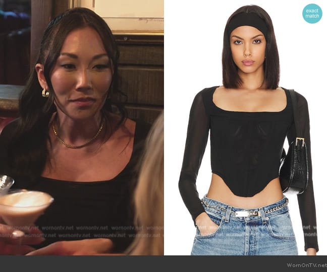 Miaou Black Maude Long Sleeve T-Shirt worn by Katie Ginella on The Real Housewives of Orange County