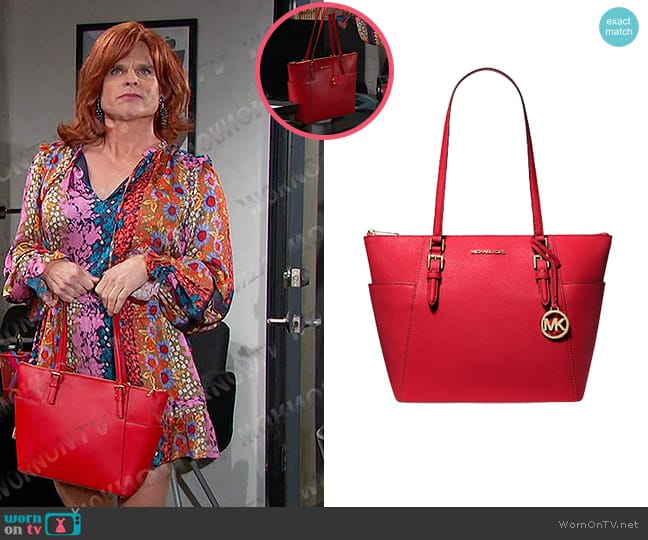 Michael Kors Charlotte Large Saffiano Leather Top-Zip Tote Bag worn by Leo Stark (Greg Rikaart) on Days of our Lives