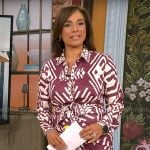Michelle Miller’s purple and white printed shirtdress on CBS Mornings