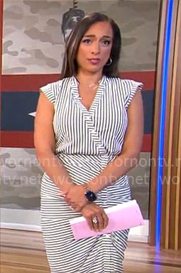 Michelle Miller's striped asymmetric button front dress on CBS Mornings