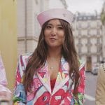 Mindy’s graffiti print blazer and skirt on Emily in Paris