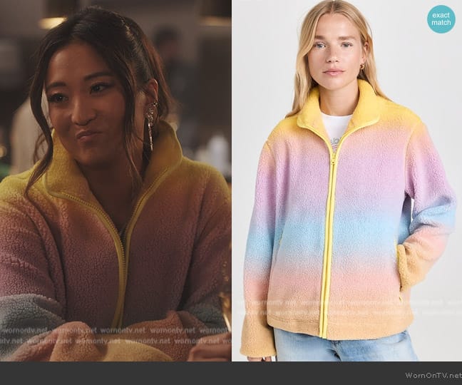 Mira Mikati Degrade Zip Up Jacket worn by Mindy Chen (Ashley Park) on Emily in Paris