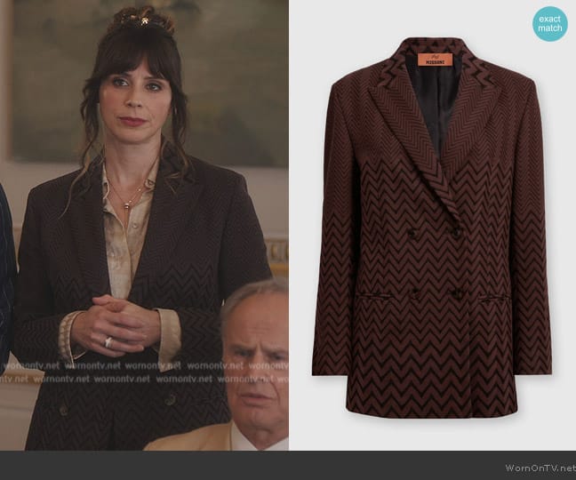 Missoni Double-breasted zigzag cotton and viscose blazer worn by Lu-Anne (Ginnie Watson) on Emily in Paris