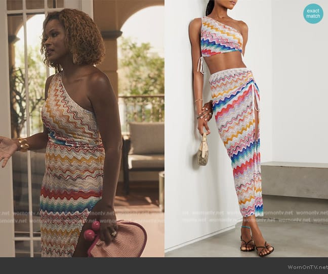 Missoni One Shoulder Crop Top worn by Vivian Banks (Cassandra Freeman) on Bel-Air