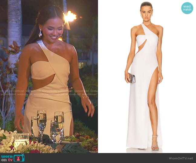 Monot Cut Out One Shoulder Maxi Dress worn by Jenn Tran on The Bachelorette