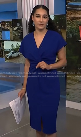 Morgan’s blue twist front dress on NBC News Daily