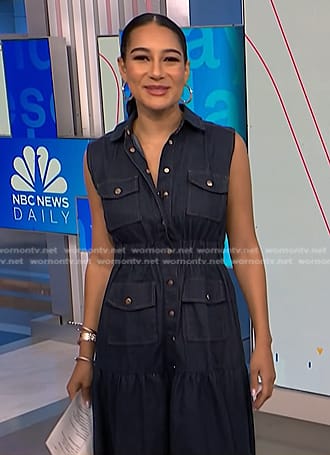 Morgan's denim snap button maxi dress on NBC News Daily