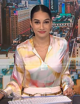 Morgan’s watercolor blouse on NBC News Daily