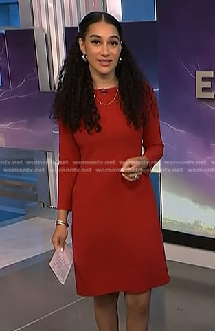 Morgan’s red a-line dress on NBC News Daily