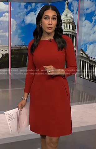 Morgan’s red a-line dress on NBC News Daily