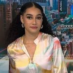 Morgan’s watercolor blouse on NBC News Daily