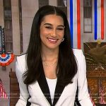 Morgan’s white contrast blazer by NBC News Daily