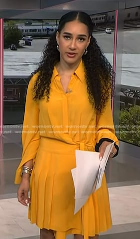 Morgan's yellow pleated shirtdress on NBC News Daily