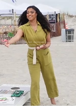 Morgan's yellow wrap jumpsuit on Good Morning America