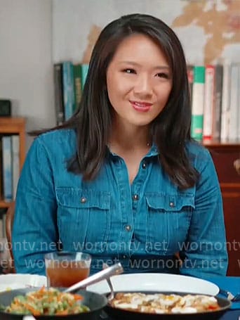 Nancy Chen's denim shirtdress on CBS Mornings