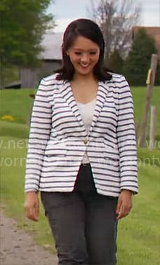 Nancy Chen's striped blazer on CBS Mornings