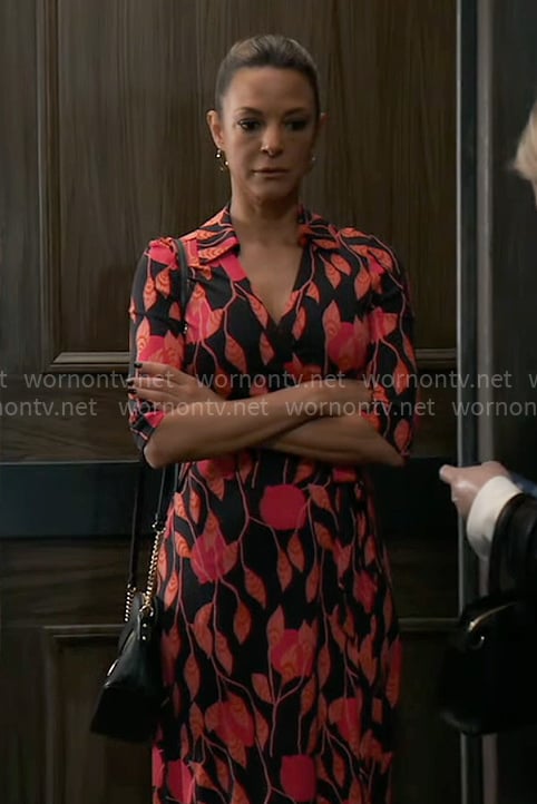 Natalia's leaf print wrap dress on General Hospital