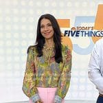 Natalie’s printed blouse and pink wide-leg pants on Today