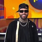 Nicky jam’s black side stripe jacket and pants on Good Morning America