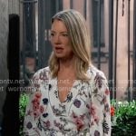 Nina’s white floral long sleeve dress on General Hospital